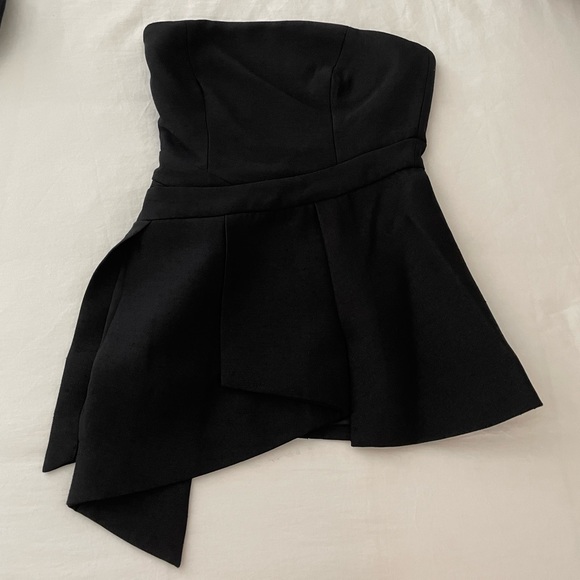 C/MEO Collective Tops - C/MEO Black Strapless Asymmetrical Top